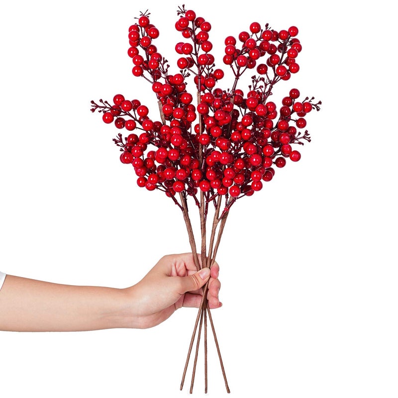 Lvydec 4 Pack Artificial Red Berry Stems Clearance - 19.5 Inch Christmas Holly Berry Branches for Holiday Home Decor and Crafts - Image 1
